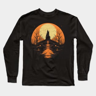 Spooky Halloween - Haunted Forest Shirt - Eerie Art Clothing - "Harvest Moon" Long Sleeve T-Shirt